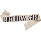 Amazon Popular Gold Rose Gold Birthday Girl Birthday Queen Glitter Sash With Pin