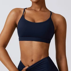 New trend workout quick dry padded tops womens beauty back Cross Strap yoga gym activewear strappy sports bra