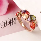 Amethyst Multi Gemstone Ring Morganite Garnet Amethyst Peridot Promise Wedding Party Ring For Girls Women