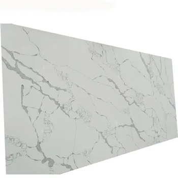 China m2 Price Calacatta White Calcatta Artificial Resin Slab Stone Quartz, 6mm Thickness Quartz Countertops Stone