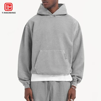 Custom Logo Wholesale Heavyweight 360gsm 450gsm 100% Cotton Thick Plain Blank Oversized Pullover  Heavy Hoodie