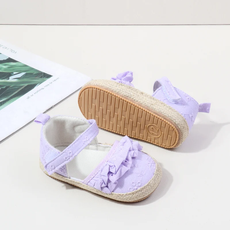 Newly Arrived Baby Girl Toddler Shoes with Non-Slip Soft Rubber Sole Lace Decoration Flat Breathable Solid Pattern Summer Spring manufacture
