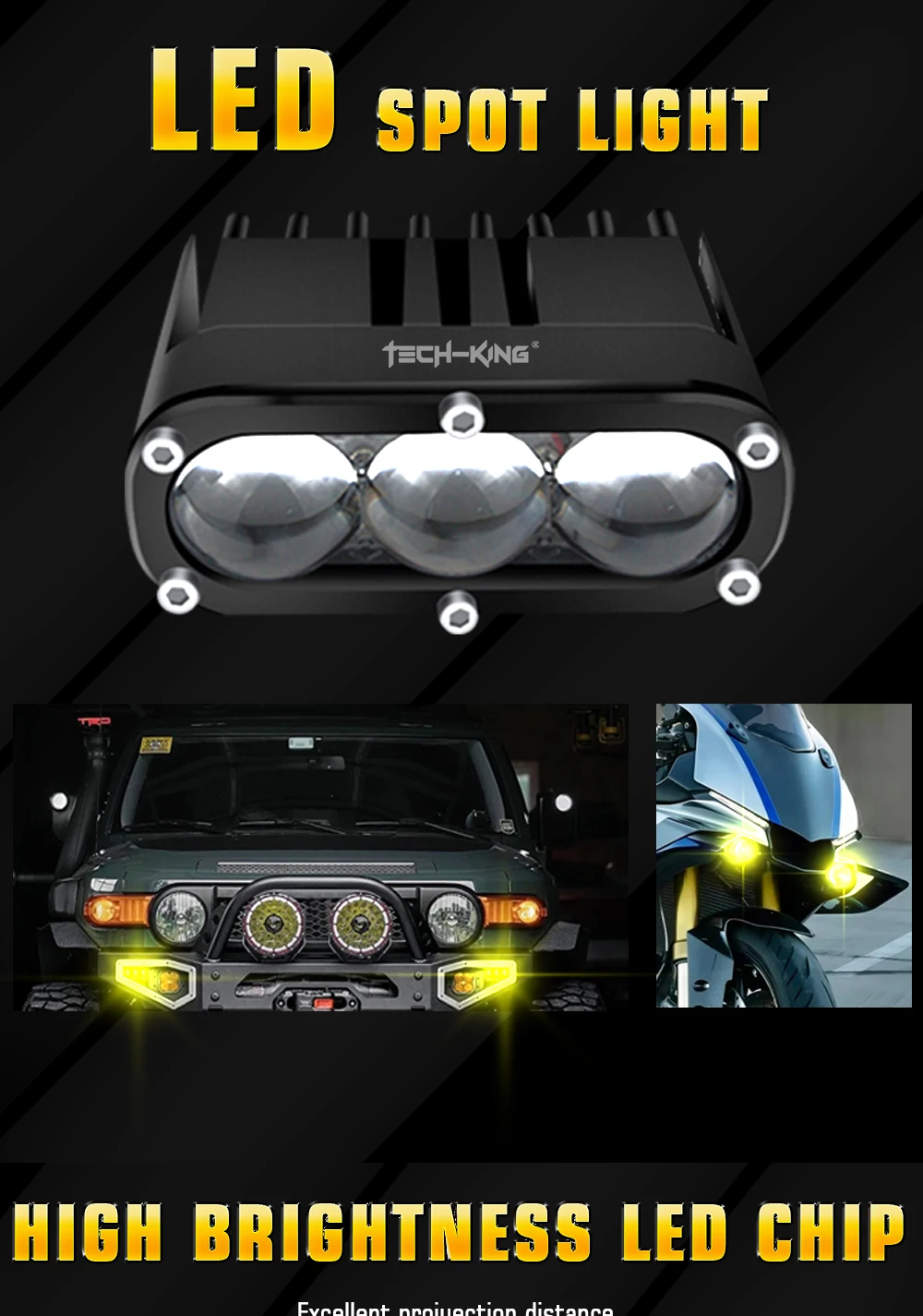 3 color DRL Spotlights 120W 9-80V Motorcycle Modified Bike Lighting Accessories Auxiliary Led Product Light Car grille lights