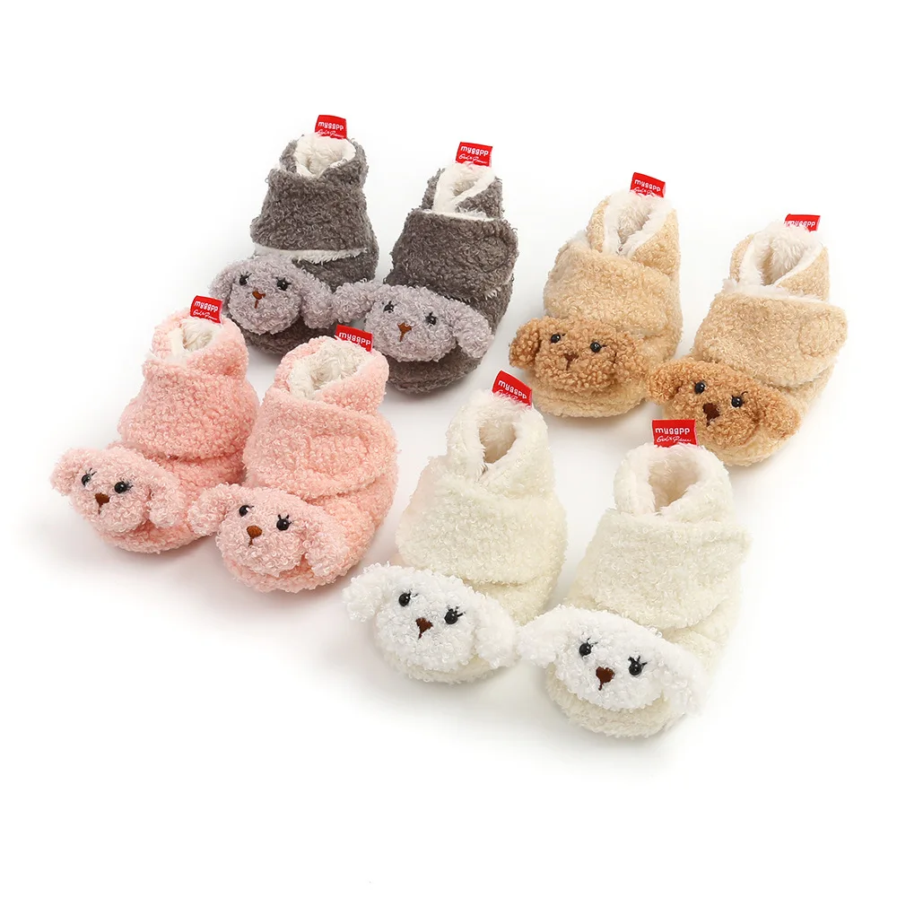 Winter Cute Cartoon Fleece Newborn Baby Slippers Toddler Girl Boy Socks Booties Baby Boots