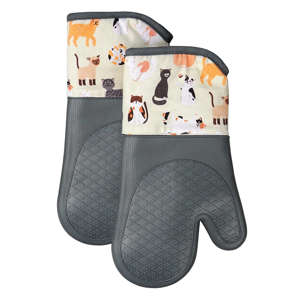 Printing Personalized Custom Silicone Oven Mitts For Kitchen Cooking Heat Resistant Oven Mitt