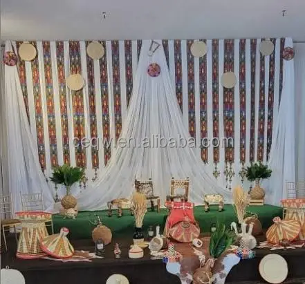 custom any design ethiopia curtain Birthday Party Wedding Stage Decoration