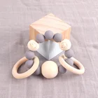 Factory Direct Sales Children's Toy Accessories Laser Engraving Wooden Bead Silicone Round Bead Bracelet