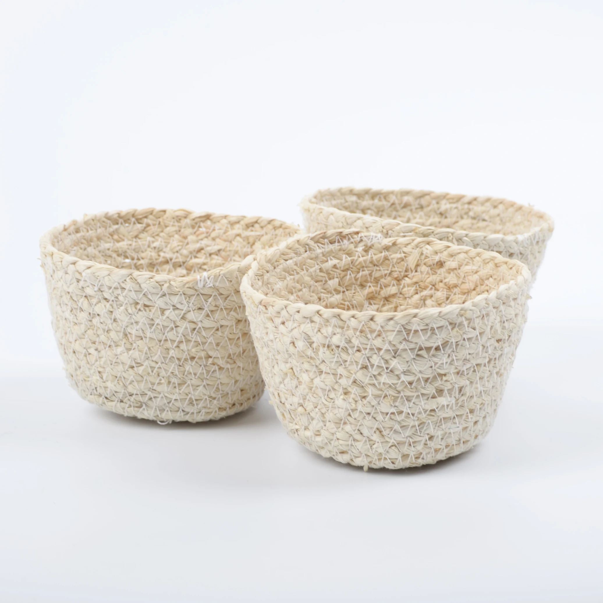 hand woven square sea grass small corn skin storage baskets