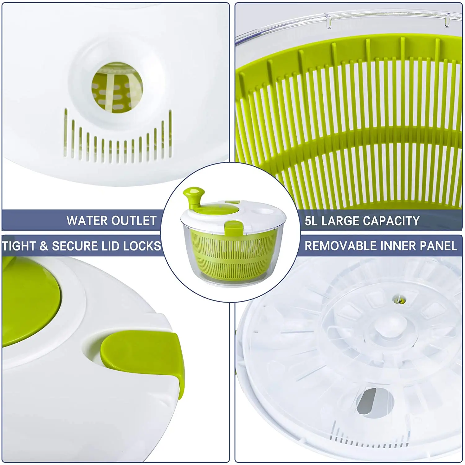 kitchen gadget 2023 new salad spinner pump salad Kitchen plastic 4L vegetable dry salad spinner