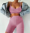 Ribbed 2021 High Quality Sweatsuit Ribbed Women Casual Yoga Sports Wear Bra And Joggers Sets For Woman