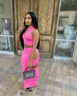 Long Skirt Latest Wholesale 2 Piece Dress Set Off Shoulder Women Slim Ripped Dress 2 Piece Long Skirt Set