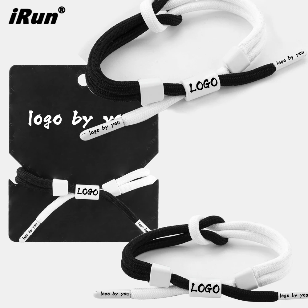 iRun OEM Handcrafted Baseball Team Souvenir Gift Adjustable Weave Rope Customized Logo Flat Shoelaces Bracelet