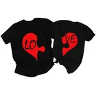 Valentine's Couples T-shirts Valentine's Gifts Wholesale Personalized Valentine's Day Couples LO VE Black T-shirts