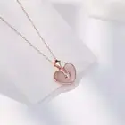 Pink Necklace Pink Gold Plated Broken Heart Necklace Heart Crystal Sterling Silver Necklace