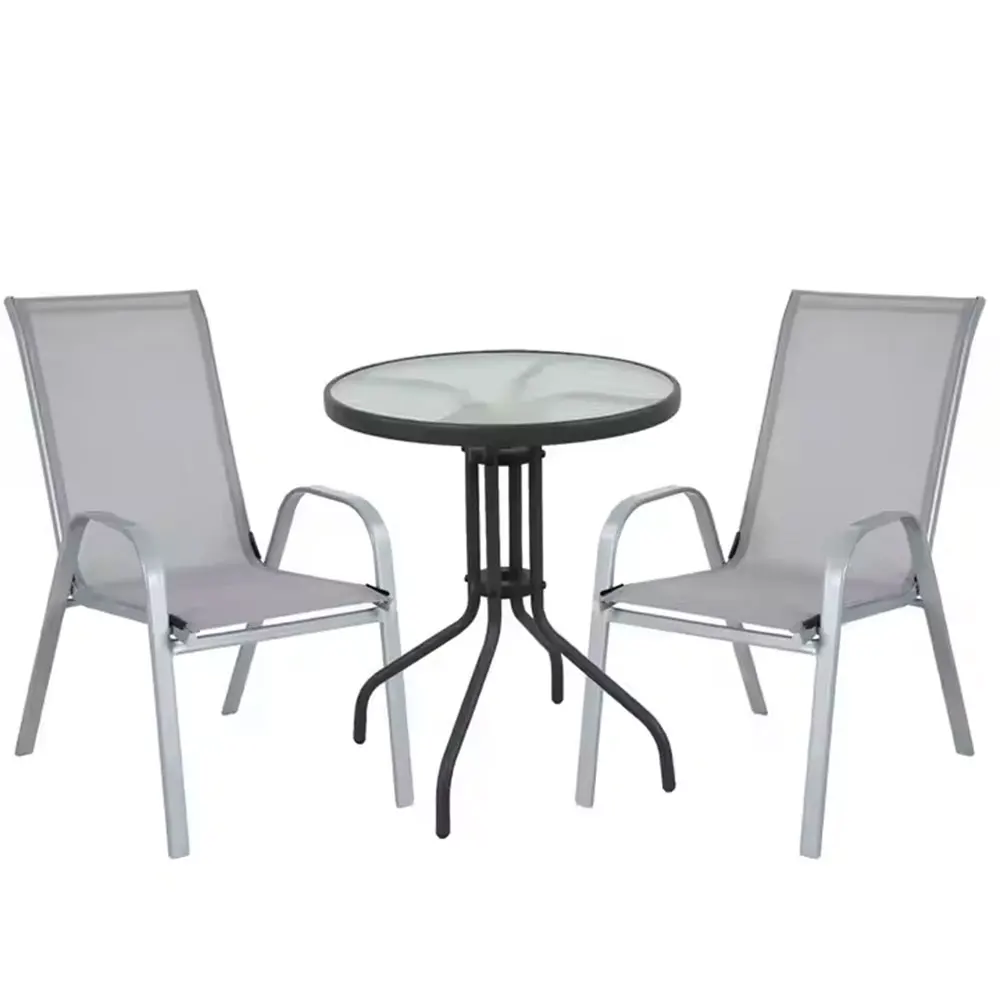 Hot Selling Modern Metal Stacking Teslin Dining Table and Chair Set Casual Entry Patio Leisure for Garden Outdoor Furniture supplier