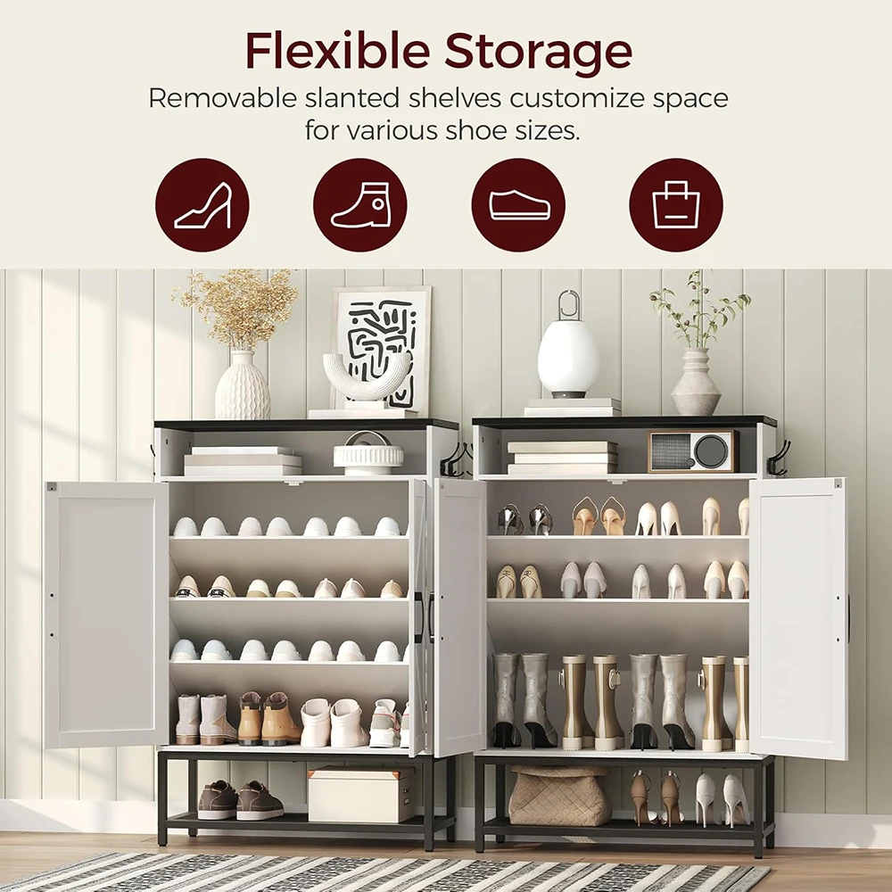 Farmhouse 6-Tier Shoe Storage Cabinet Entryway Freestanding Narrow Hidden Rack with Doors Shelves for Organizing Shoes Entrance manufacture