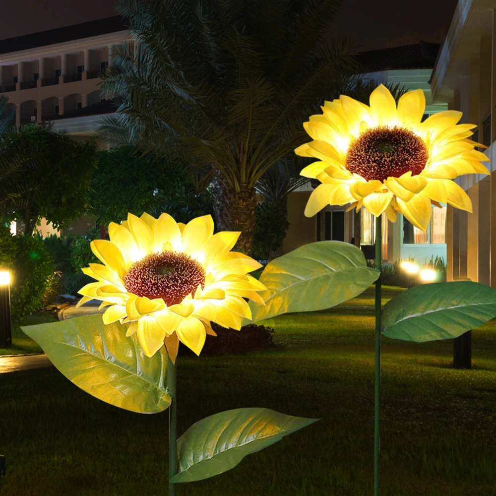 Online 2-Pack Solar Sunflower Garden Patio Decorative Lights 26'' Yard Stake for Outdoor for Backyard Garden Ornaments