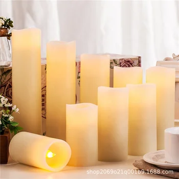 Flameless Candles Battery Operated Real Wax Pillar Flickering LED Candle Of 9
