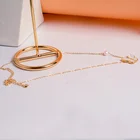 Zircon 14k Gold Filled Butterfly Natural Freshwater Pearl Pendant Necklace With Zircon
