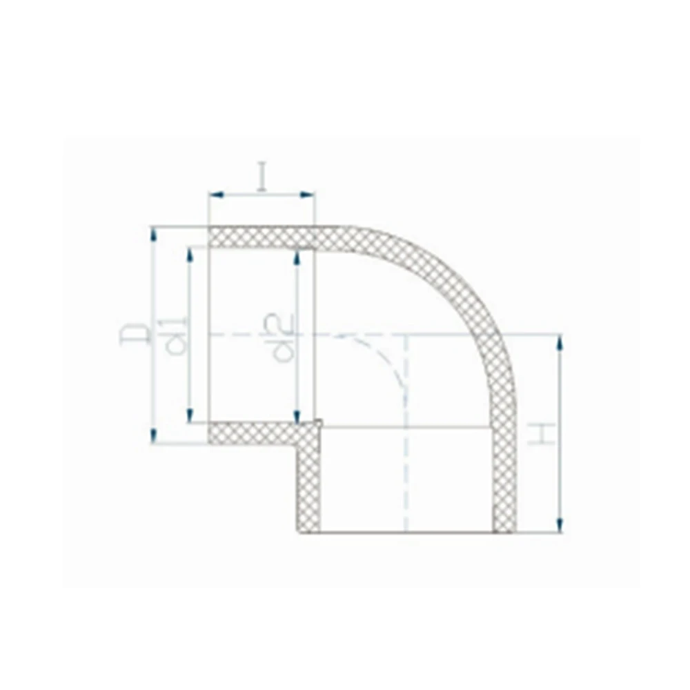 חסכוני פלסטיק UPVC 90 מעלות מרפק צינורות תעשייה כימית UPVC 90 מרפק מפעל