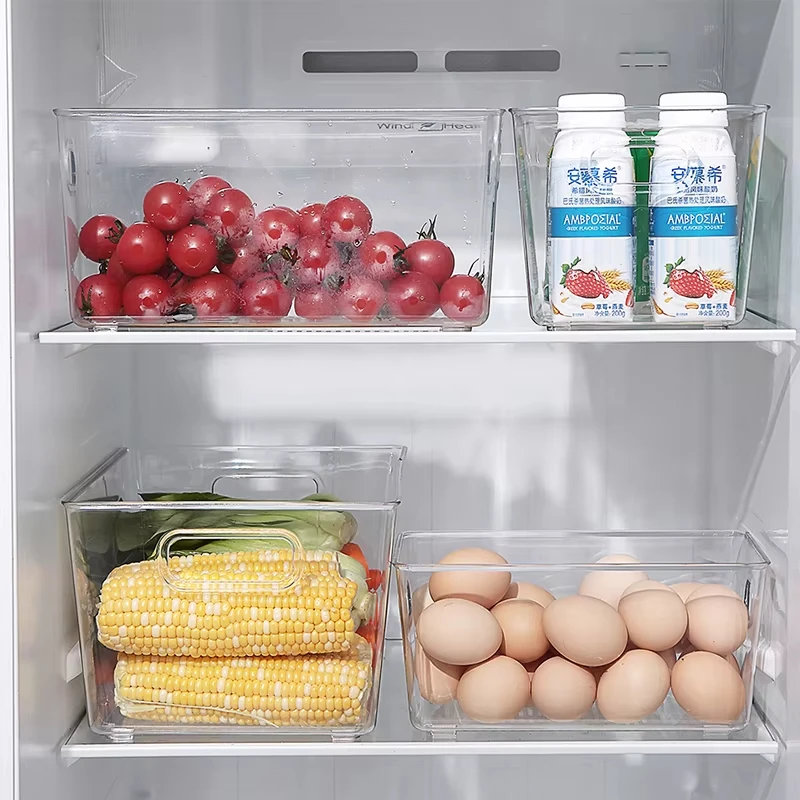 Clear Food Safe Vegetable Fruit Fresh Storage Container Keeper Clear Plastic Refrigerator Organizer Boxes