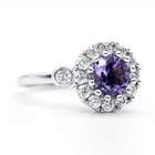Ring Amethyst Ring Stone Ring Rotatable Purple Stone Flower Ring Little Daisy Amethyst Ring
