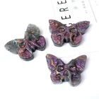 Labradorite Wholesale Price Natural Pink Purple Flash Labradorite Carvings Craft Butterfly Skull