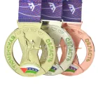 Manufacturer Design Custom Logo Zinc Alloy Hollow Out Award Competition Metal Dance Medals With Ribbon Lanyard