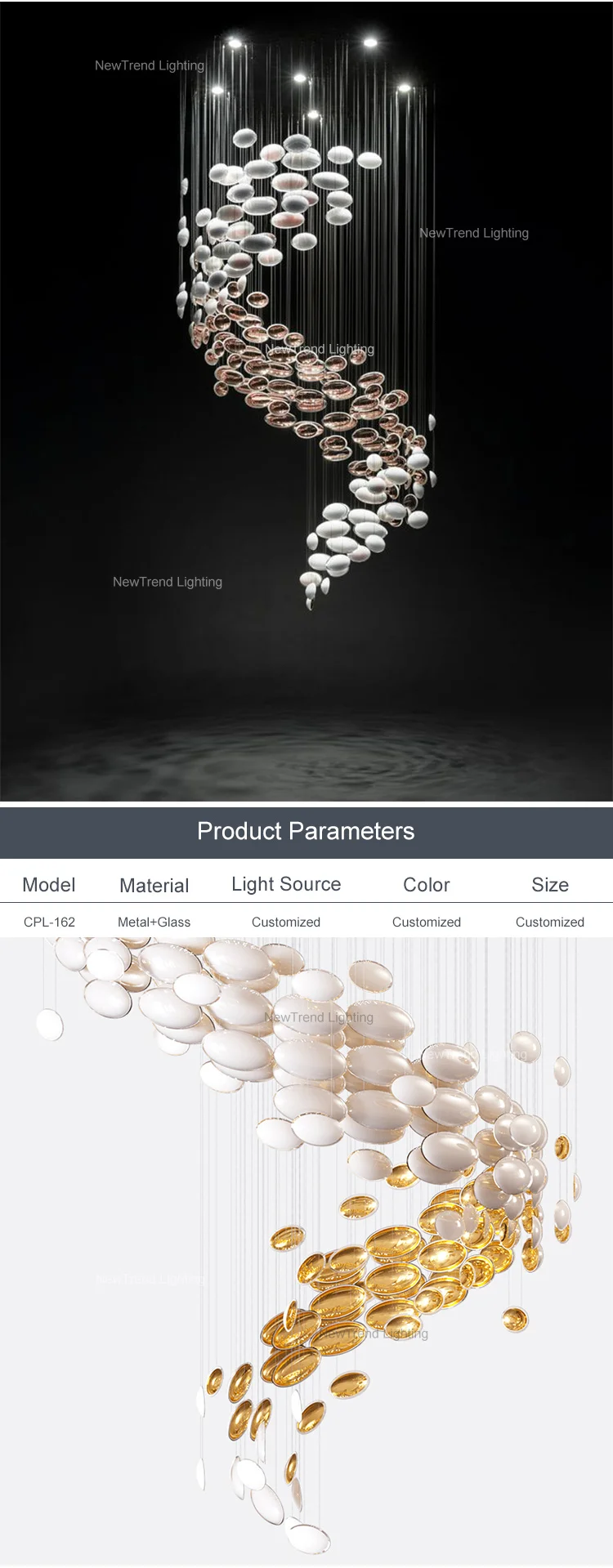 CPL-162 Contemporary Design Indoor Decoration Lighting Dining Room Staircase Custom LED Chandelier Pendant Light supplier