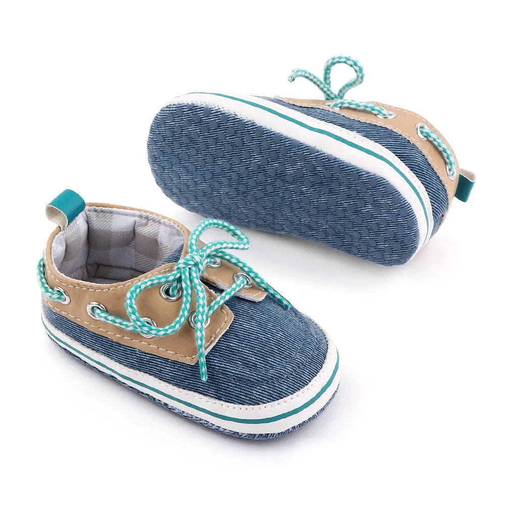 Color-matching Casual Lace-up Baby Soft Soles Anti-slip and Wear-resistant Canvas Shoes factory