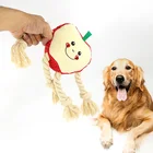 Stuffed Wholesale In Bulk Special Product Cute Apple Soft Stuffed Dog Chew Toy With 4 Rope For Teeth Cleaning