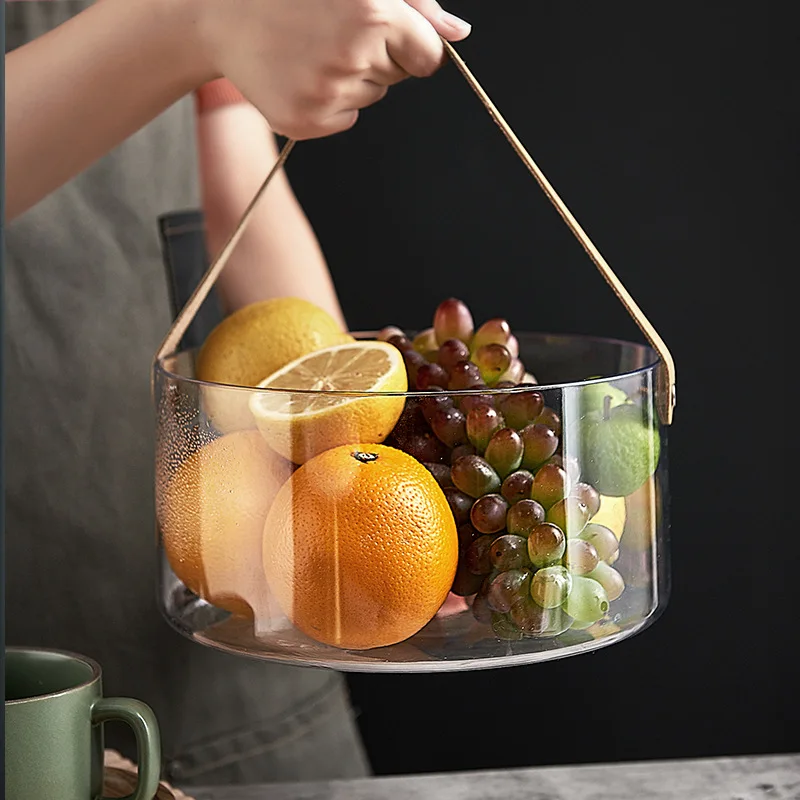 Plastic Portable Picnic Kitchen Big Capacity Fruit Storage Baskets Ice Snacks Storage Bucket With Handle