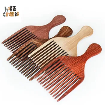 men's makeup tool styling comb afro hair pick wooden wide tooth comb