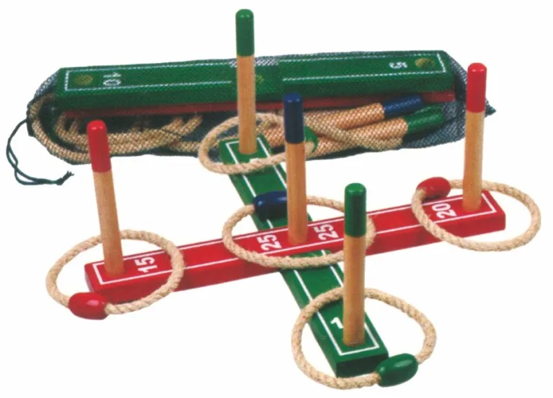 Hot Selling 2017 New 5 Rope Quoits Set Wooden Bean Outdoor Ring Toss Game