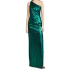 Gown Sexy Women Dresses OEM Design Green Sexy 1 Shoulder Front Slit Long Gown Evening Dresses Women