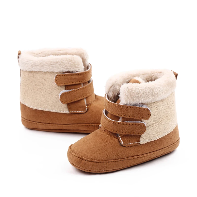 Winter Thick Double Strap Plush High Top Soft Sole Non-slip Baby Warm Toddler Cotton Boots manufacture