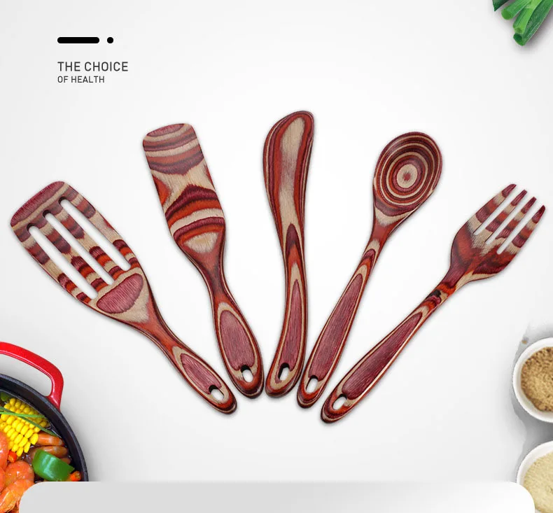 Pakkawood Kitchen Utensil Set Peacock Pakkawood  Rainbow Pakkawood