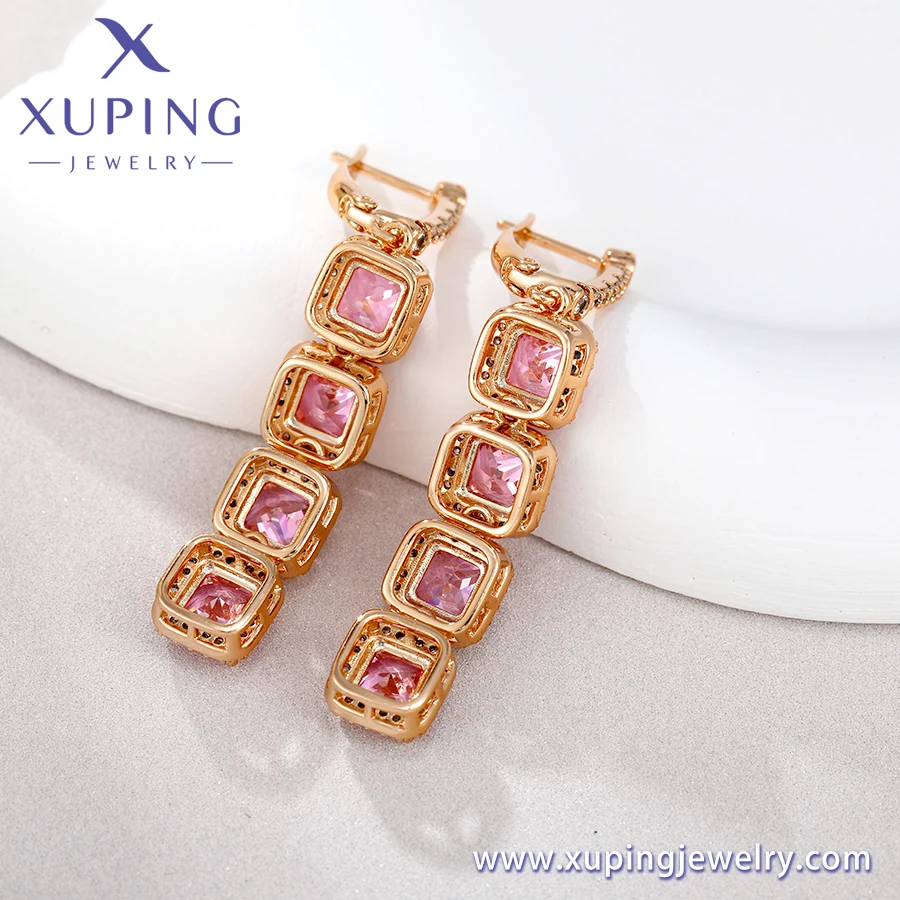 G51051605 xuping jewelry white and pink diamond 18k gold gifts for women earrings fashion Drip oil stone elegant luxury earring