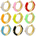 Brass Earring Brass Cute Colorful Enamel Small Hoop Brass Micro Inlaid Zircon Huggies Earring For Women