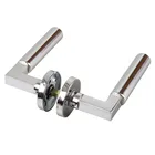 Handle Modern Stainless Steel Mirror Polished Square And Rond Tube Indoor Round Rosette Lever Door Handle Entrance Set