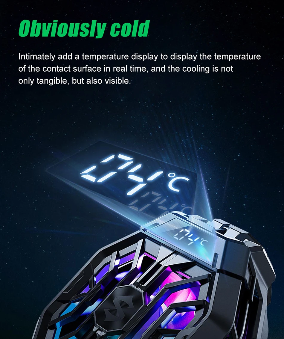 Black Shark Cooling Case 2pro With Temperature Display Back Clip For