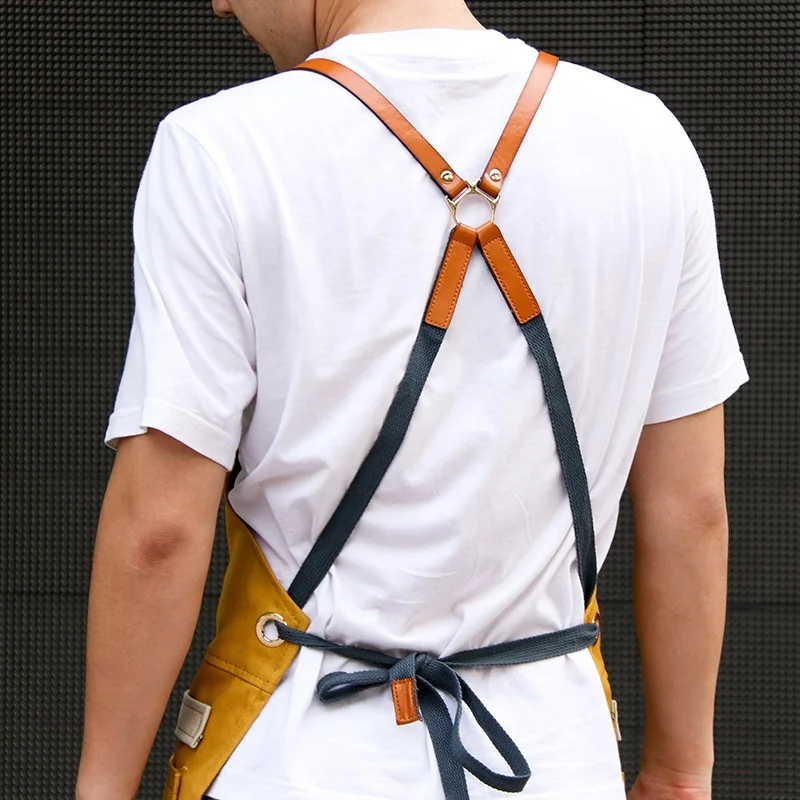 Custom Heavy Duty wax canvas Tool work Apron Chef Cooking BBQ and waterproof Working Tool Apron with pocket