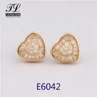 Zirconia Heart Earrings 14K Solid Rose Gold Cubic Zirconia Diamond Heart Stud Earrings For Men Women Wholesale