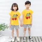 Boy Set Kids Sleepwear Cotton Custom Kids Boy Short Sleeve Casual Sleepwear Clothing Set Summer Home Set 100% Cotton
