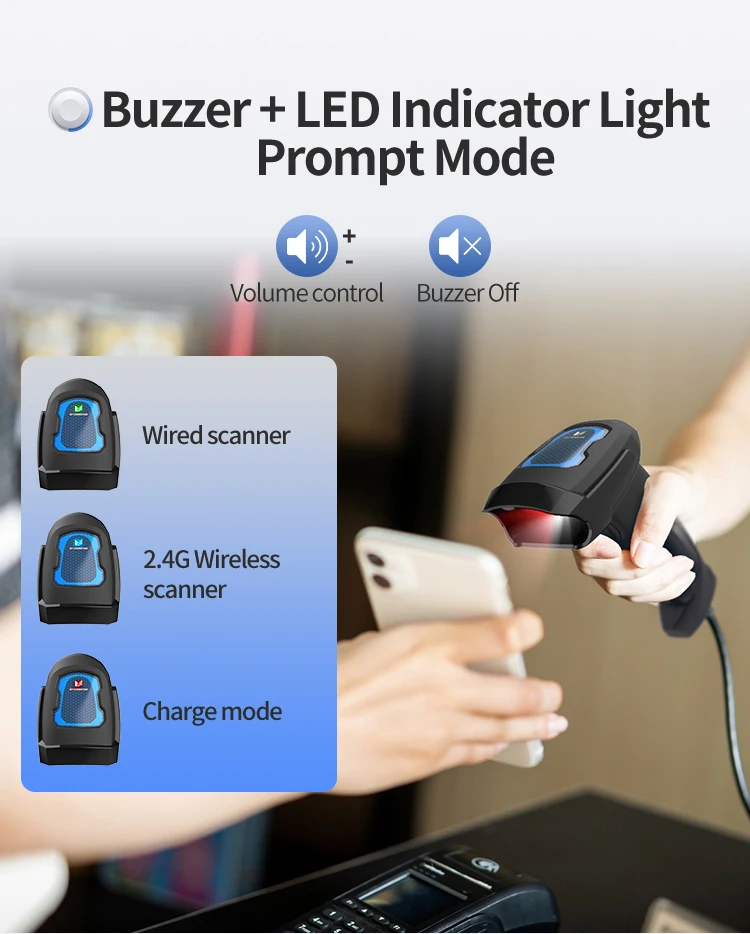 Xincode 2D 1D el kablosuz barkod tarayıcı tarama tabancası kablolu Usb barkod okuyucu mağaza süpermarket depo envanter