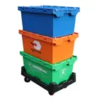 Bin Storage Lids Lid Plastic Lid Crate JOIN 80L Stackable Tote Bin Nestable Plastic Moving Boxes Storage Crates With Lids Heavy Duty Attached Lid Crates