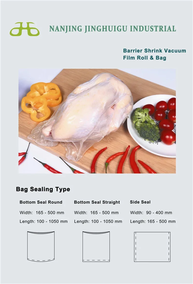 EVA/PE 60 MICRON  SHRINK BAGS PACKAGE CHICKEN AND SAUSAGE