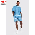 Sweat Custom Logo Embroidery Tracksuits Wholesale Sweatsuits Oversized Man Tie Dye Cotton Sweat Shorts Set Men