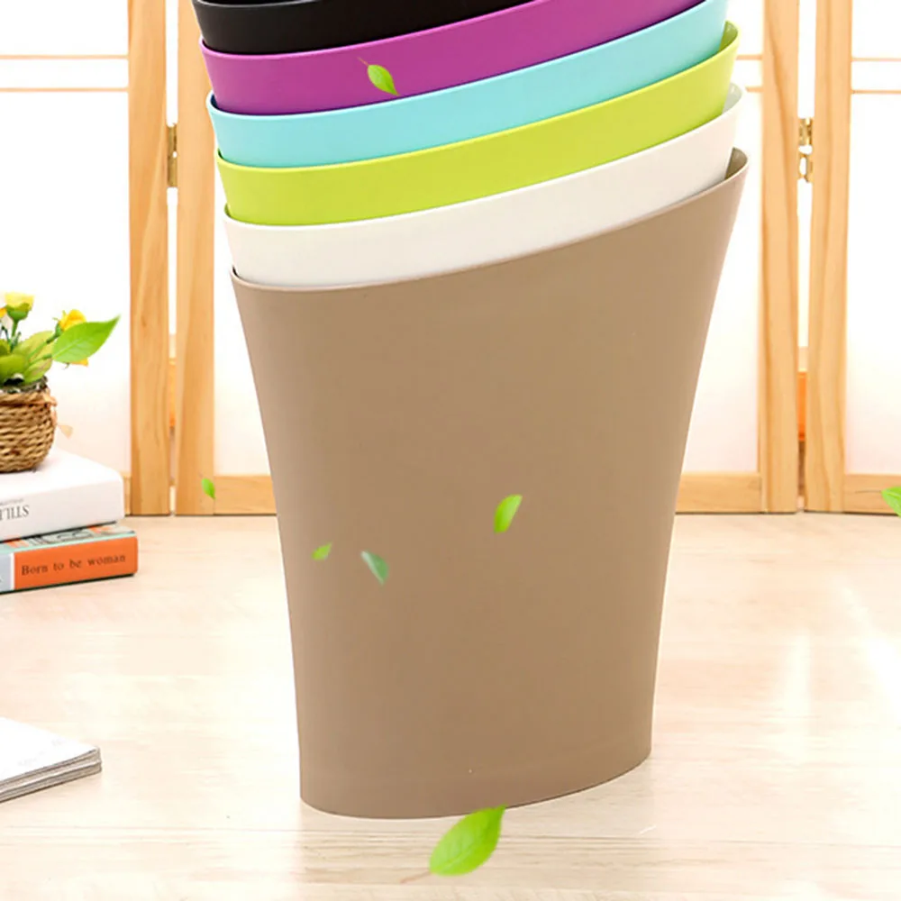 Cross Border Single Handed Plastic Simple Garbage Bin Bathroom Crevice Space Saving Storage Trash Cans