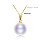 Grade Gold 7.5-8mm 3A Grade Real 18K Yellow Gold Round Pearl Pendant Fashion Real Cultured Freshwater Pearl Necklace